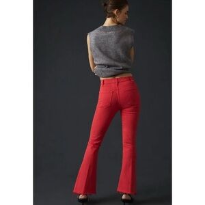NWT Mother Hustler Ankle Fray in Mars Red High Rise Bootcut Crop Jeans 26